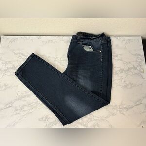 Live Women’s Jeans Sz 22 USA Dark Blue Denim Wash Straight Leg Embellished